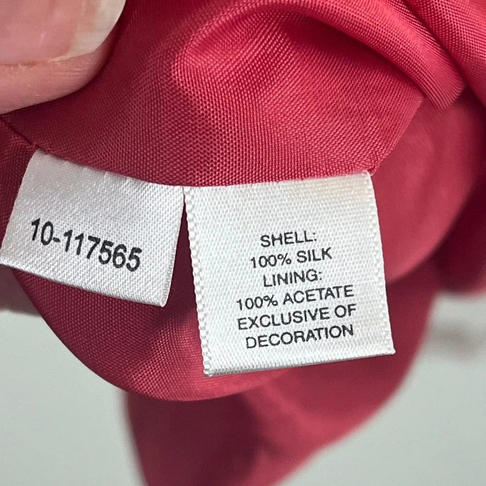 Ann Taylor Womens 8 Pink 100% Silk Feminine Medallion Fit Flare Midi Dress Retro